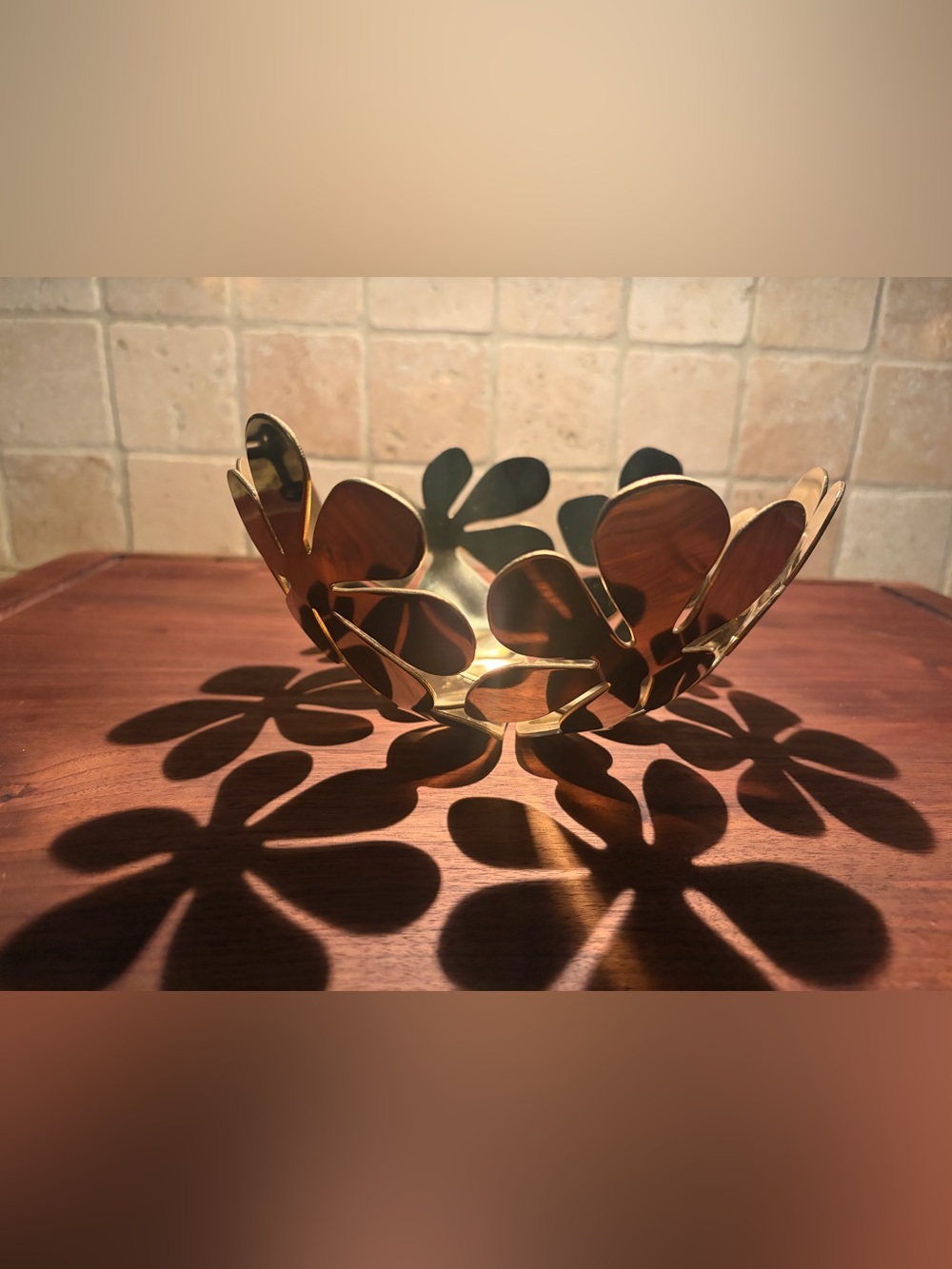 Vintage IKEA Stockholm Gold Brass Flower Bowl by Monika Mulder - 8”